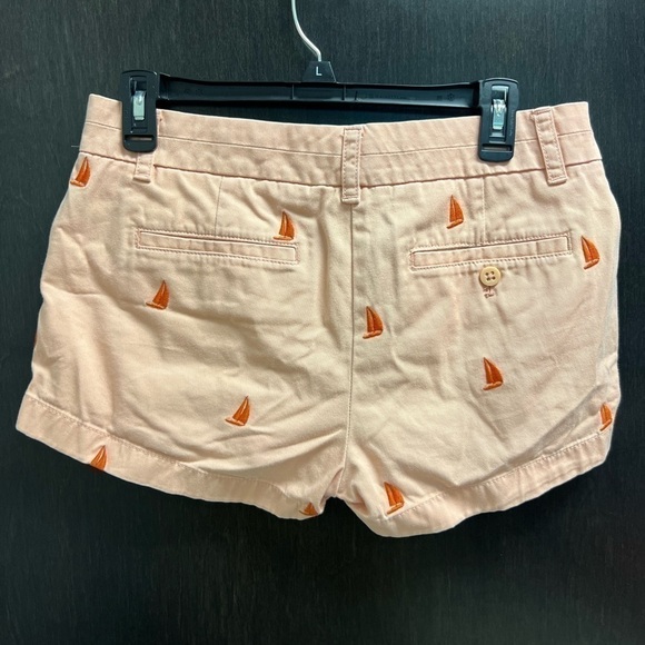 J Crew Shorts Size 4 Broken-In Chino Peach Sail Boat Embroidery  100% Cotton - Picture 11 of 12